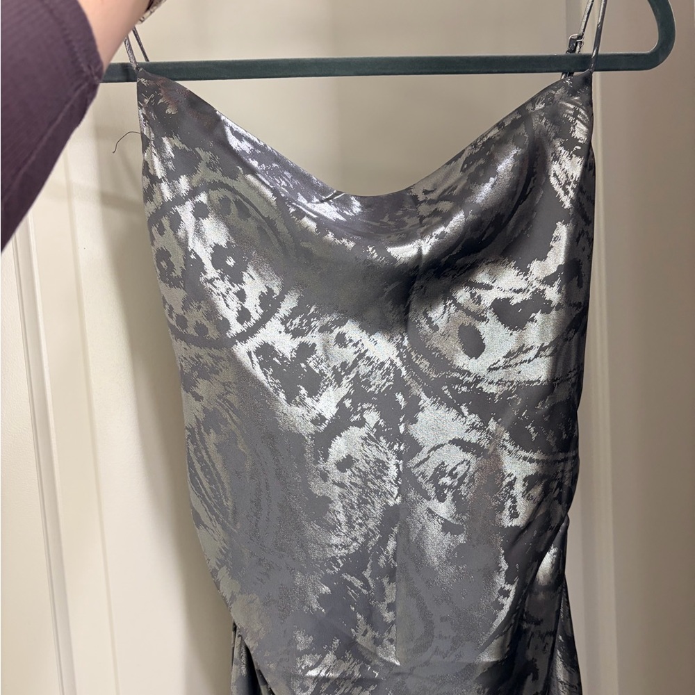 Zara Metallic Silver Evening Dress - Picture 5 of 6